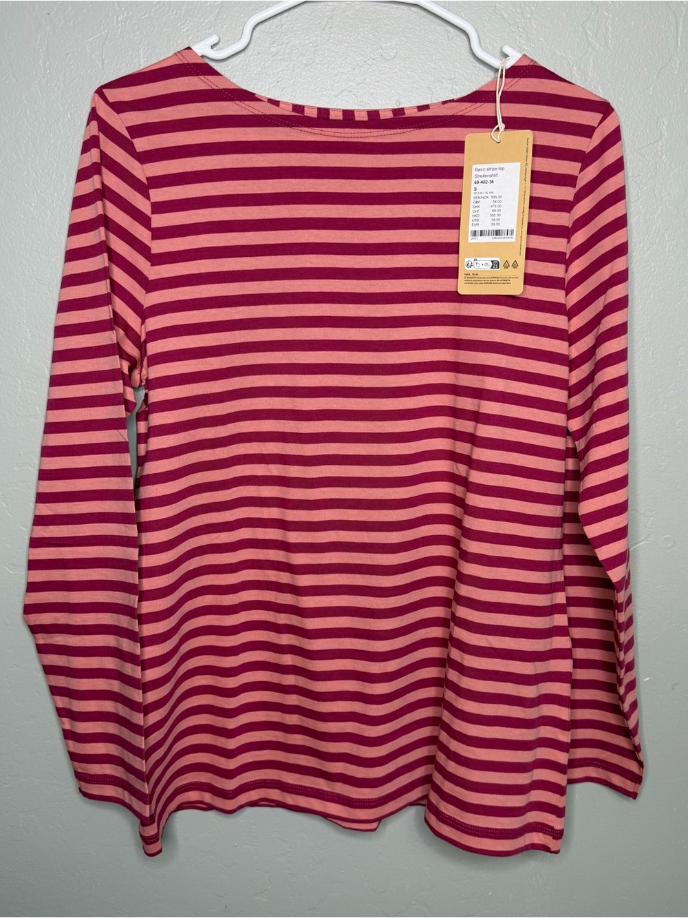 Gudrun Sjöden Essential Striped Organic Cotton Long Sleeve Top Boatneck Sz Small